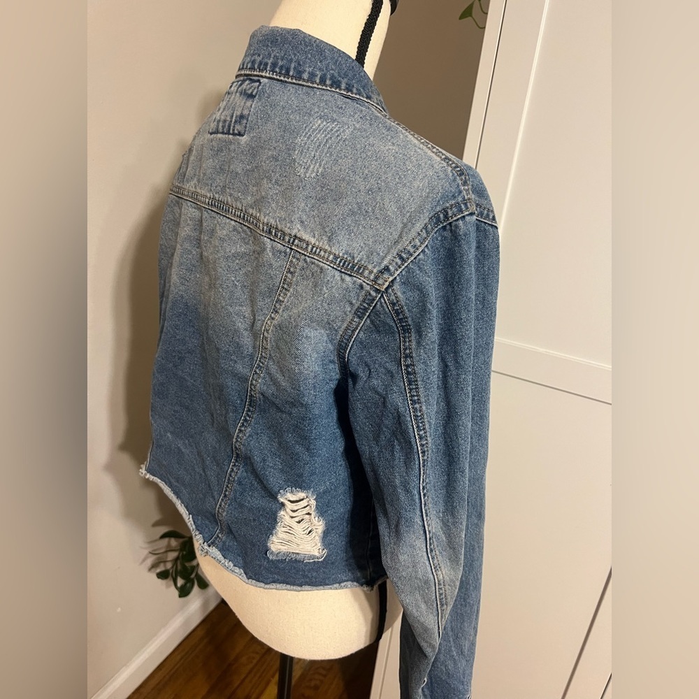 Wax Jean Distressed Blue Denim Jacket - Picture 11 of 14